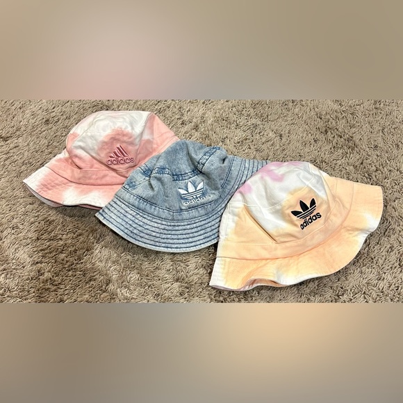 adidas Accessories - adidas Tie-Dye and Denim Bucket Hat Set - Pink, Peach, Blue